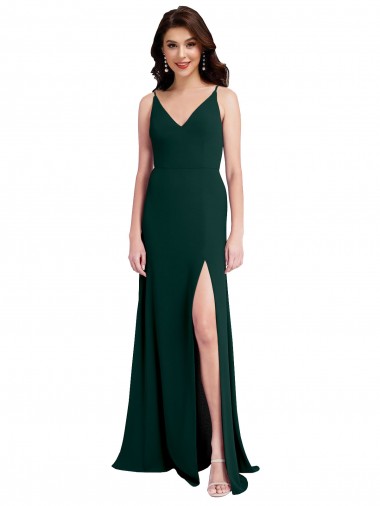 Discount Long Midnight Green Sleeveless A-Line V-Back Formal Evening Dress Canada