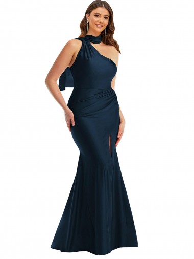 Discount Long Dark Navy Sleeveless Mermaid Formal Plus Size Evening Dress Canada