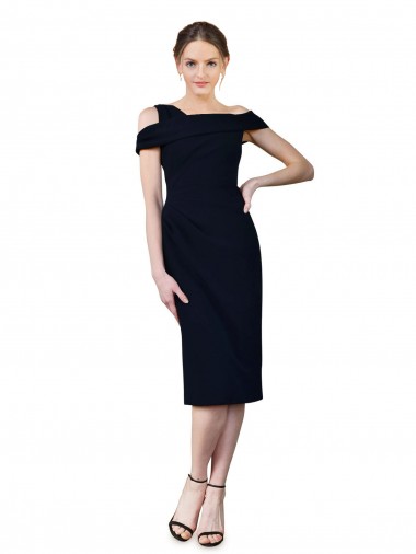Discount Cocktail Length Dark Navy Sleeveless Mermaid Formal Evening Dress Canada