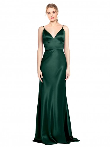 Discount Long Hunter Sleeveless Sheath V-Back Formal Evening Dress Canada