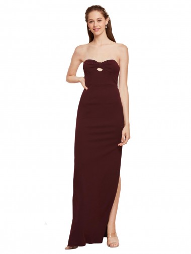 Discount Long Burgundy Gold Sleeveless Sheath Formal Evening Dress Canada