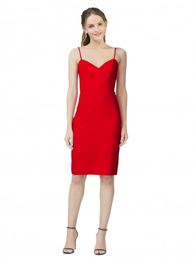 Discount Cocktail Length Red Sleeveless Sheath Formal Evening Dress Canada
