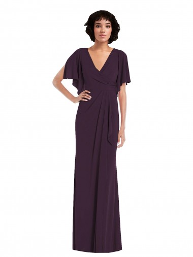 Discount Long Grape Split Sleeves Sheath Formal Evening Dress Canada